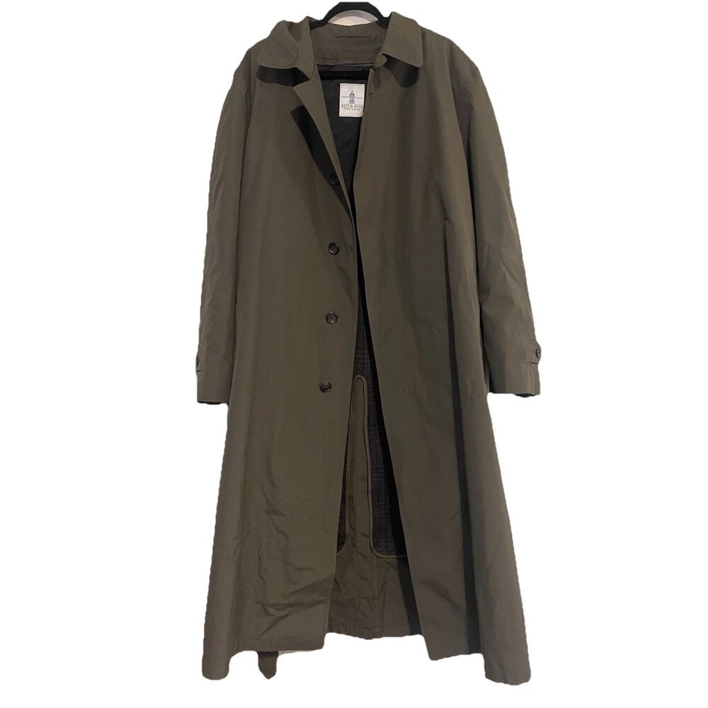 VTG Austin Reed Old Money Trench Coat Wool Removable Liner Water Resistant 44L